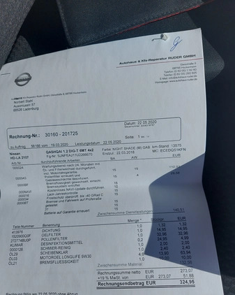 Nissan Qashqai cena 69000 przebieg: 36000, rok produkcji 2018 z Czersk małe 352